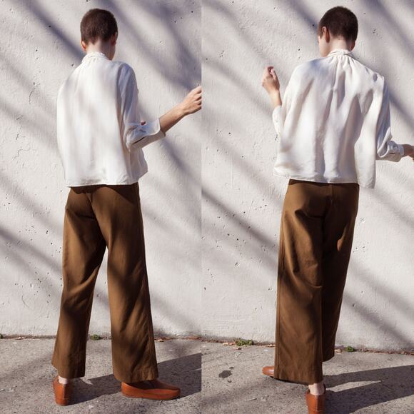 CARON CALLAHAN Stewart Sailor Cotton Wide Leg Pants in Cognac Size 4 - Picture 2 of 15